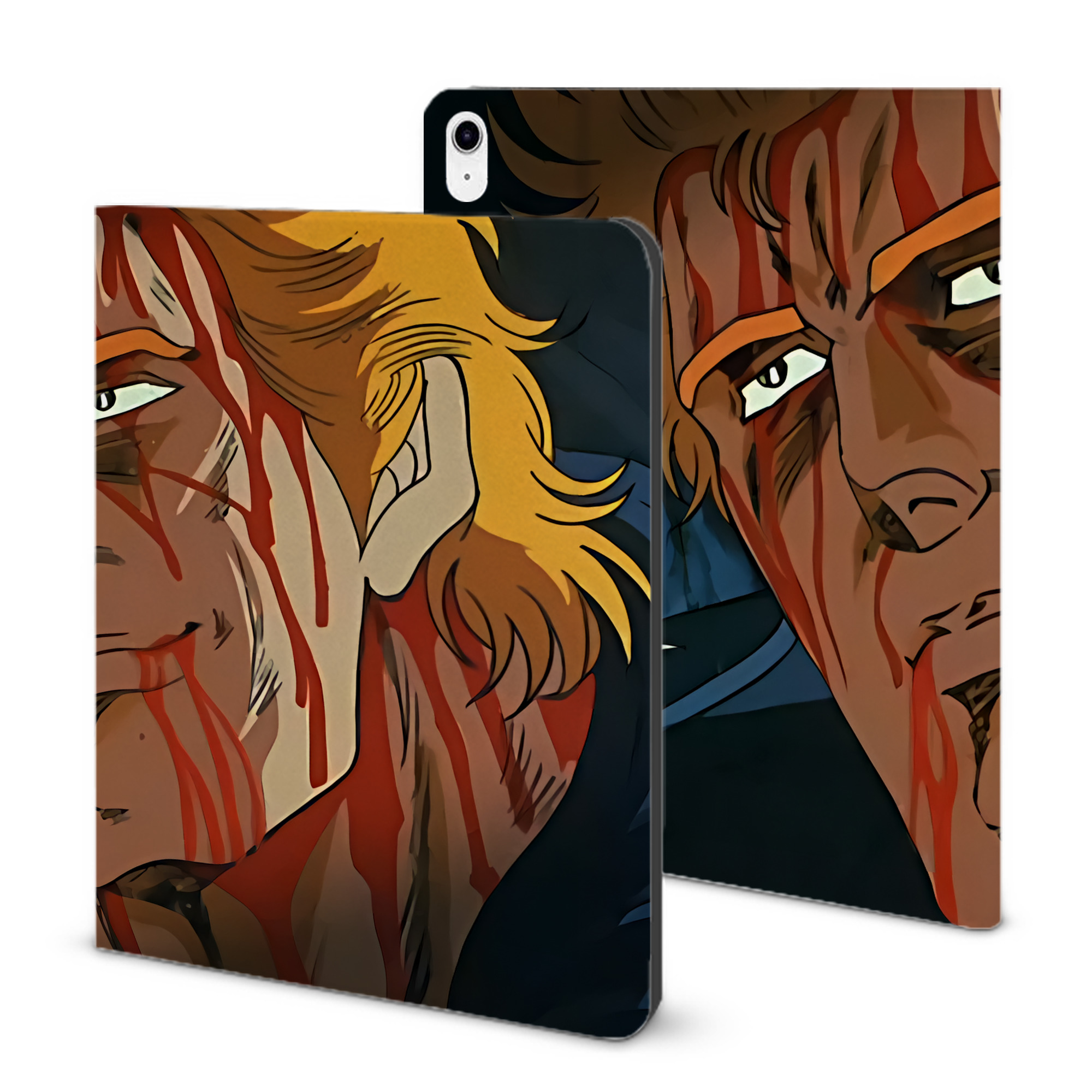 （画像用） 北斗の拳 Fist of the North Star IPad ケース ブック型 PUレザー TPU 耐衝撃 軽量 薄型 ペン収納なし 全面保護 IPad 各モデル対応